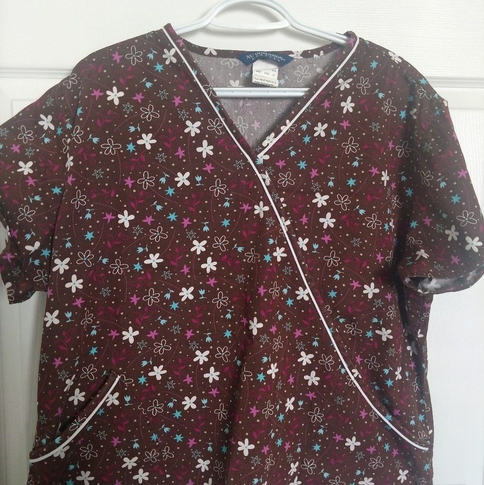 Nu Dimension XL Mock Wrap Scrub Top